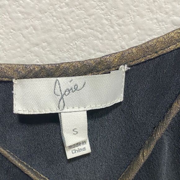 Joie Celimene Black Silk Metallic Trim Cami Top – Small - Picture 2 of 12